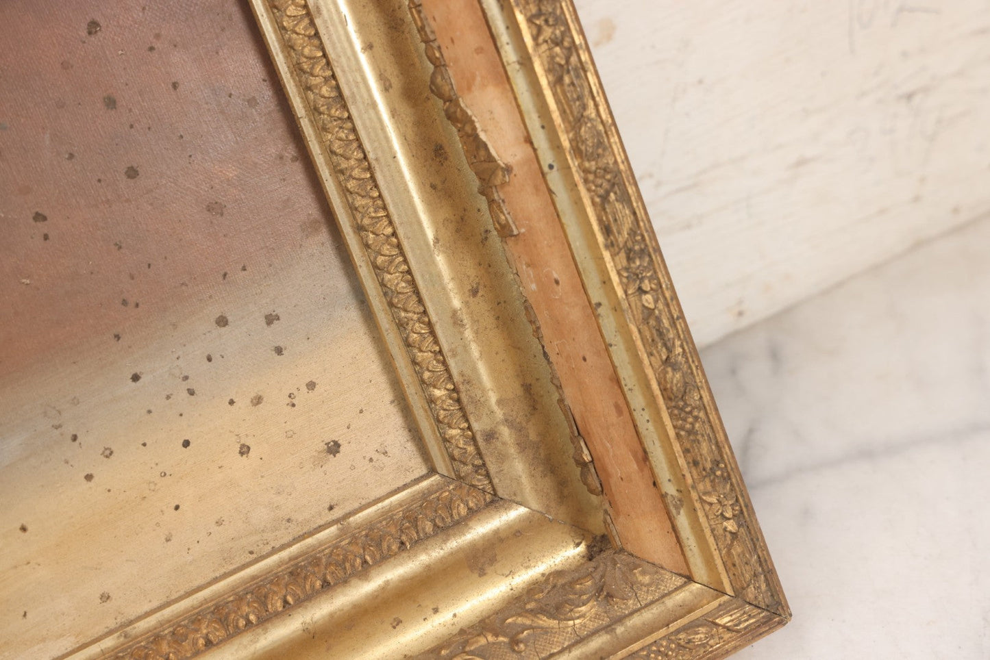 Lot 047 - Antique Still Life Oil On Canvas Painting Of Morning Glories In Gilt Gesso Frame, Late 19th Century, 23-5/8" x 17-3/4"