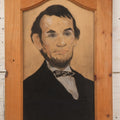 Lot 050 - Vintage Folk Art Pastel Portrait Of Abraham Lincoln, Presented In Repurposed Cabinet Door Frame, 14-3/8" x 21-5/8"