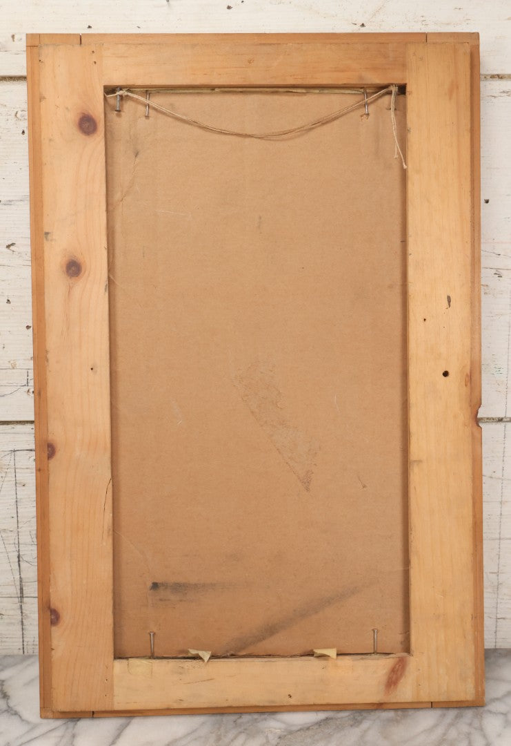 Lot 050 - Vintage Folk Art Pastel Portrait Of Abraham Lincoln, Presented In Repurposed Cabinet Door Frame, 14-3/8" x 21-5/8"