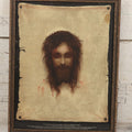 Lot 053 - Antique “Veil Of Veronica” Lithograph Print Of Jesus Christ, Copyright The House Of Art, New York, No. A-33, With Eye-Opening Illusion, In Original Frame, 10" x 12-3/4"