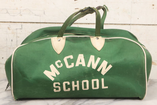Lot 056 - Vintage Green Gym Bag From McCann Technical School, North Adams, Massachusetts
