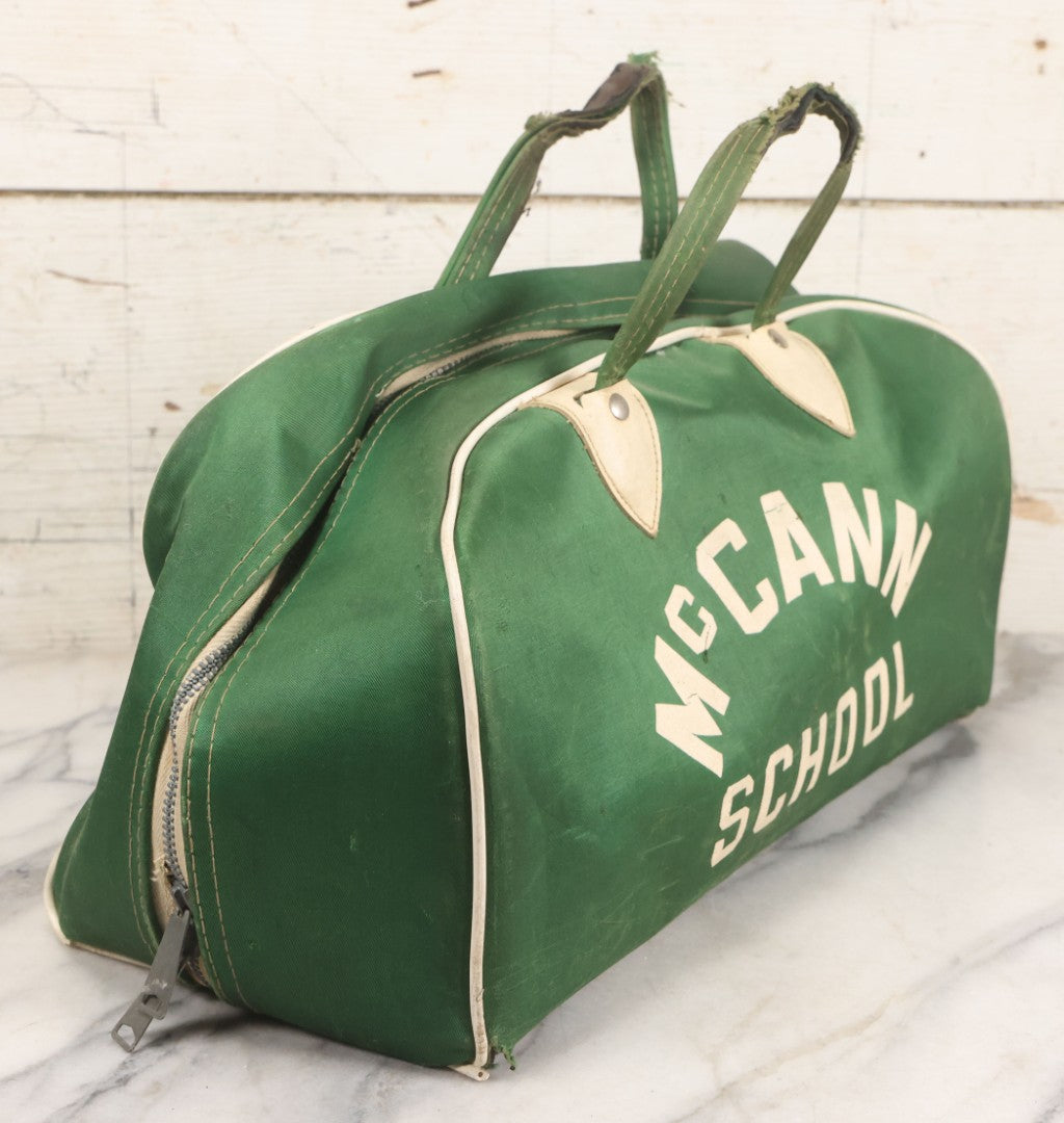 Lot 056 - Vintage Green Gym Bag From McCann Technical School, North Adams, Massachusetts