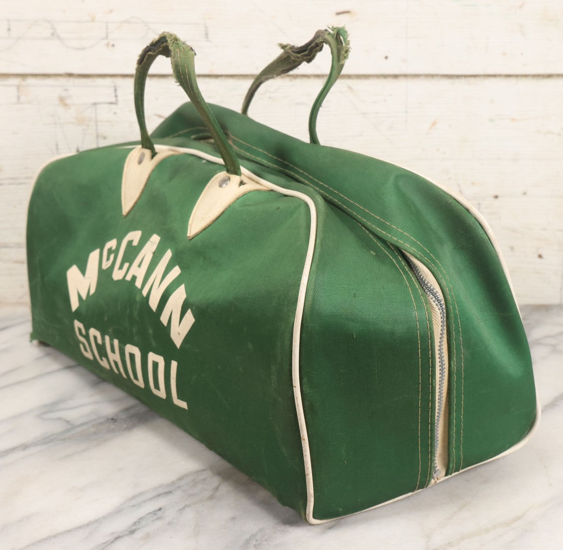Lot 056 - Vintage Green Gym Bag From McCann Technical School, North Adams, Massachusetts