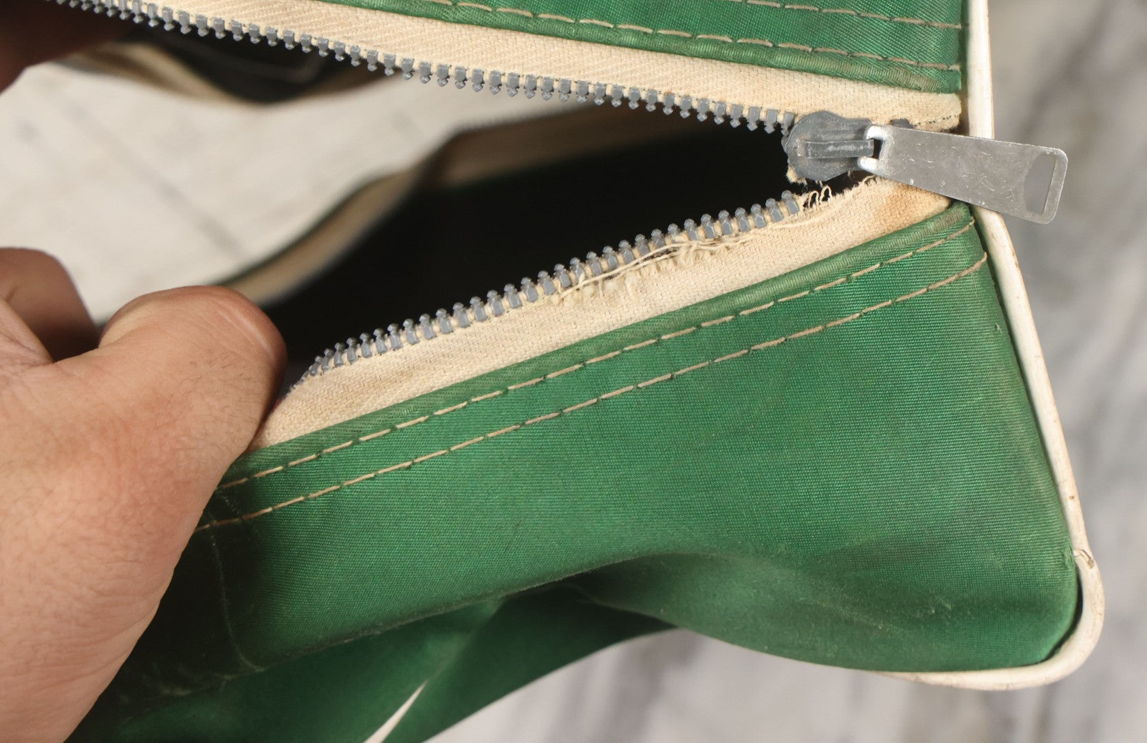 Lot 056 - Vintage Green Gym Bag From McCann Technical School, North Adams, Massachusetts