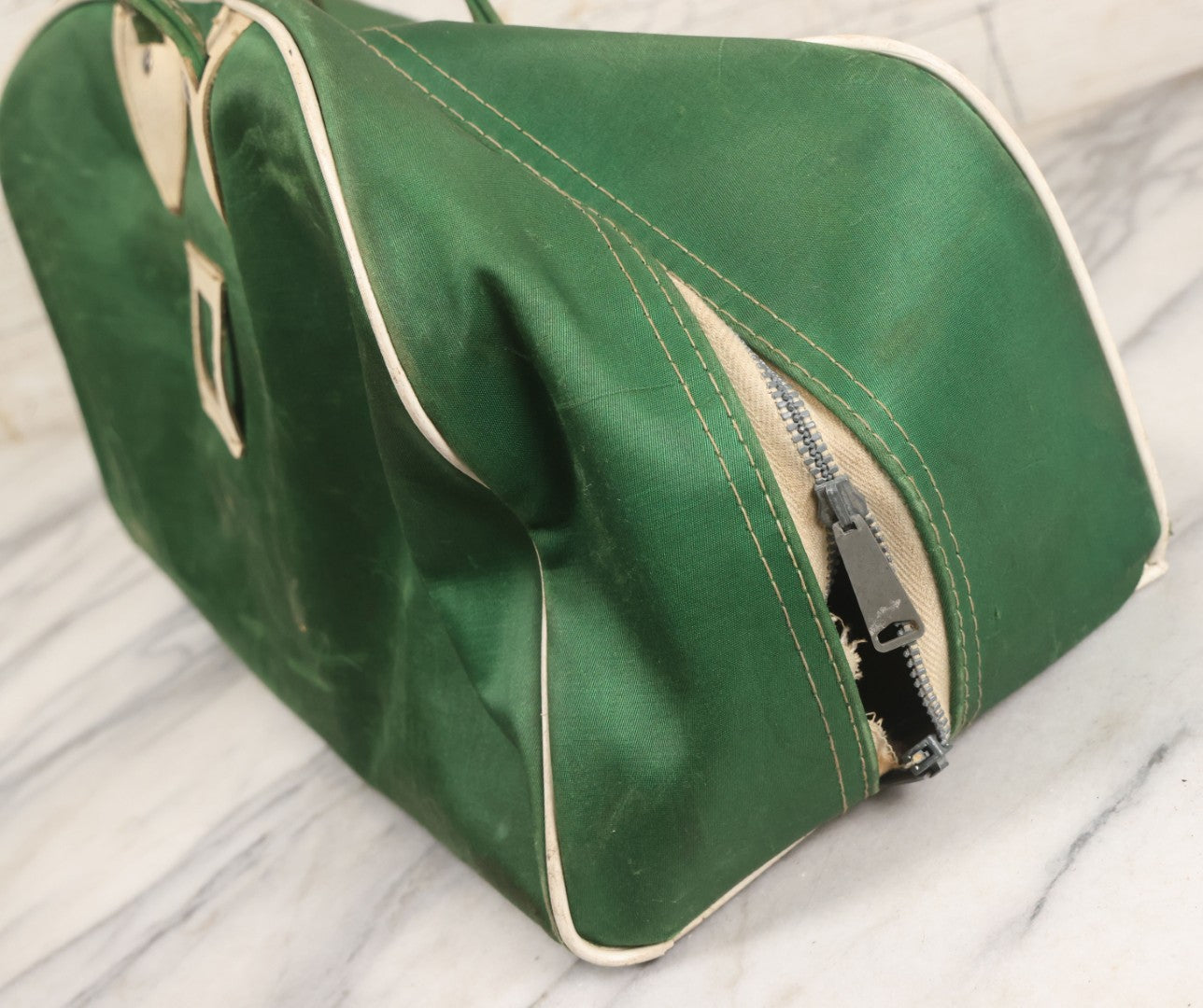 Lot 056 - Vintage Green Gym Bag From McCann Technical School, North Adams, Massachusetts