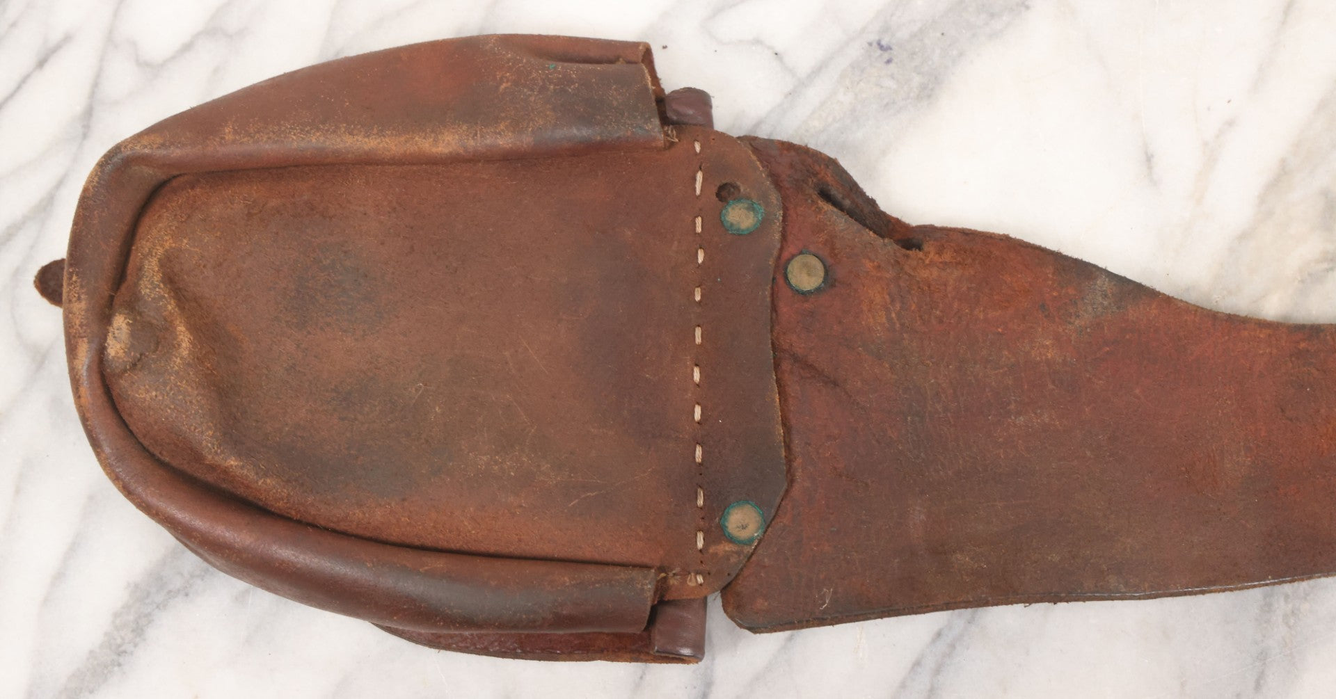 Lot 058 - Antique Brown Leather Cavalry Saddlebags With Buckle Straps And Rivet Reinforcements