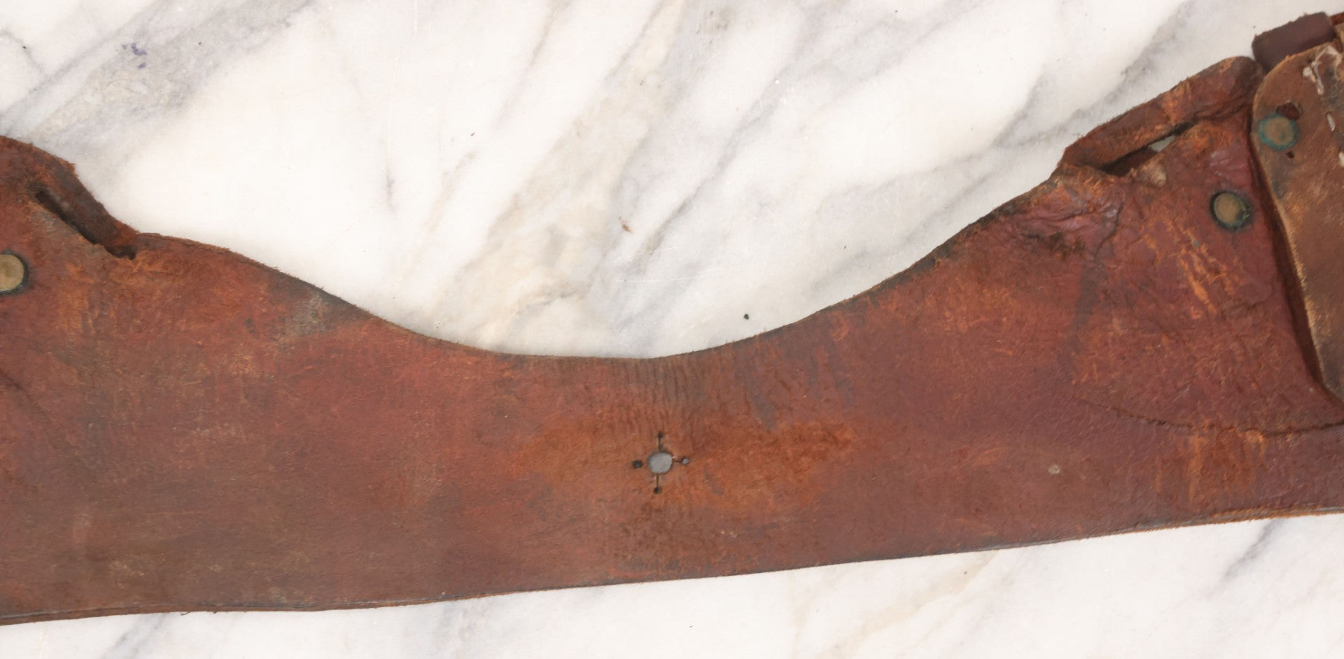 Lot 058 - Antique Brown Leather Cavalry Saddlebags With Buckle Straps And Rivet Reinforcements