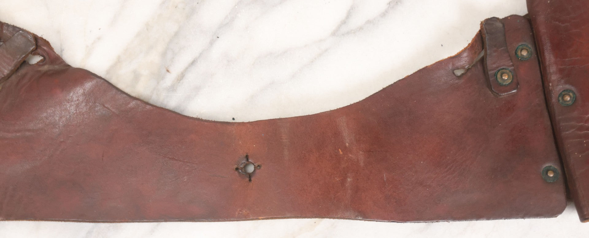 Lot 058 - Antique Brown Leather Cavalry Saddlebags With Buckle Straps And Rivet Reinforcements