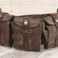 Lot 059 - Antique Leather And Canvas Ammunition Belt With Five Pouch Compartments