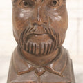 Lot 064 - Vintage Hand Carved Wood Folk Art Bust Of Man With Beard And Collared Shirt, 7" H