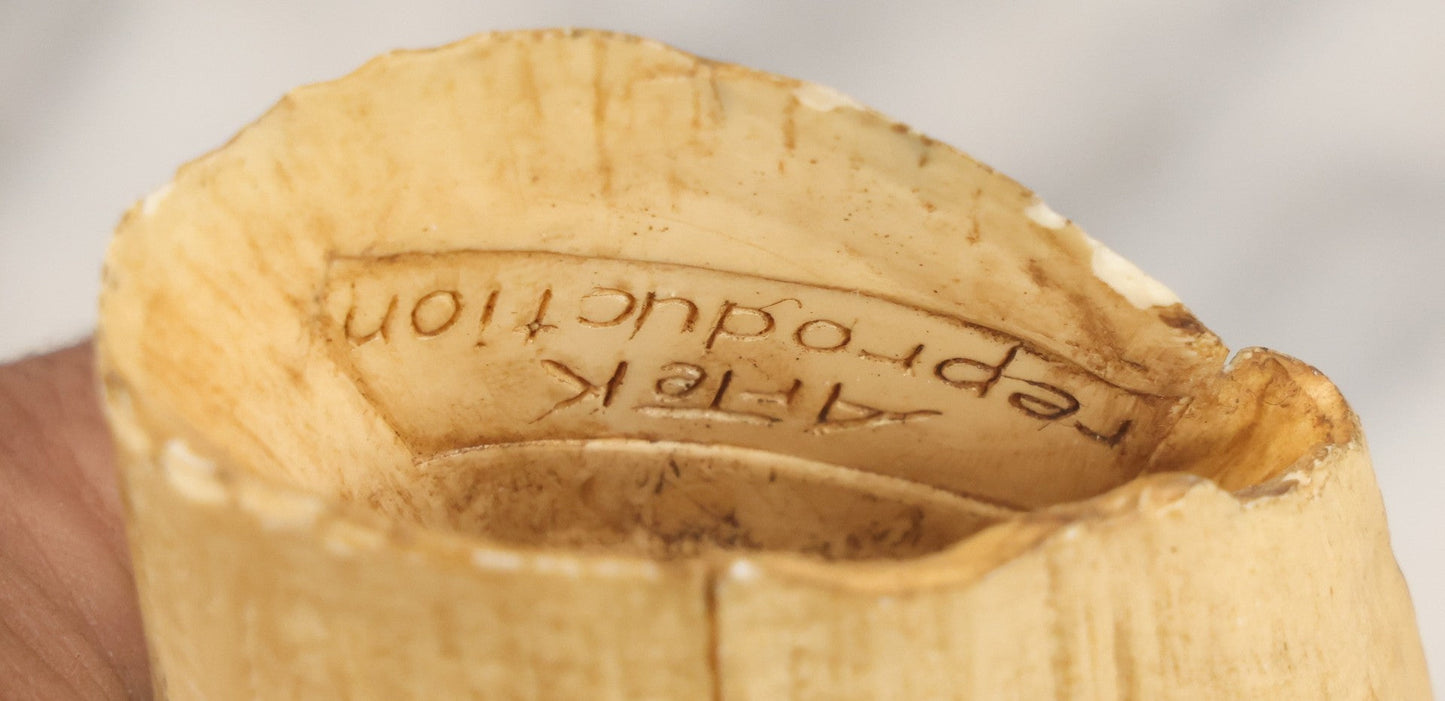 Lot 067 - Vintage Faux Scrimshaw Whale's Tooth With Nautical Whaling Scene, “Sperm Whale At Bay,” Souvenir Of The Nantucket Whaling Museum, Artek Reproduction, *Not Real*