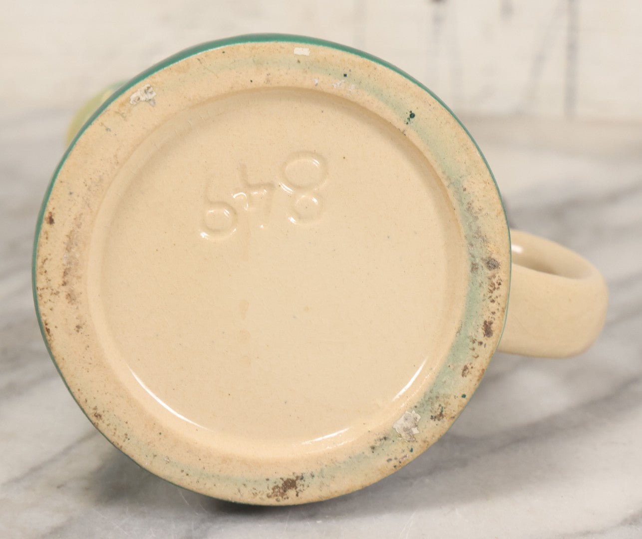 Lot 068 - Vintage Ceramic Frog Stein With Cast Metal Lid Hinge, With Sticker For Golden Crown E&R Western Germany, 5-5/8" H