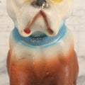 Lot 071 - Vintage Chalkware Bulldog Bank Carnival Prize, Airbrush Painted With Glittered Ears, 9-3/4" H
