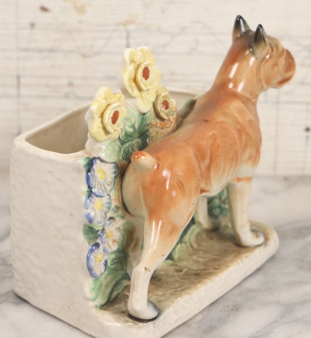 Lot 072 - Vintage Ceramic Boxer Dog Painted Planter, Yoko Boeki Co. Japan, 6" H