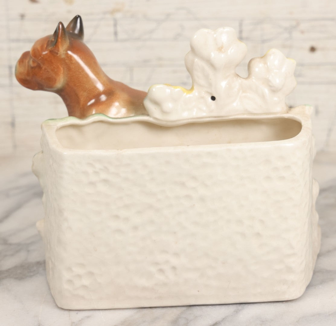 Lot 072 - Vintage Ceramic Boxer Dog Painted Planter, Yoko Boeki Co. Japan, 6" H