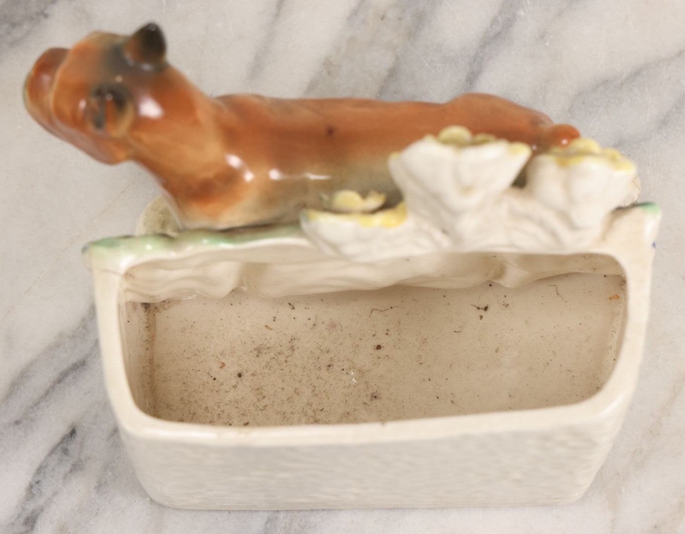 Lot 072 - Vintage Ceramic Boxer Dog Painted Planter, Yoko Boeki Co. Japan, 6" H
