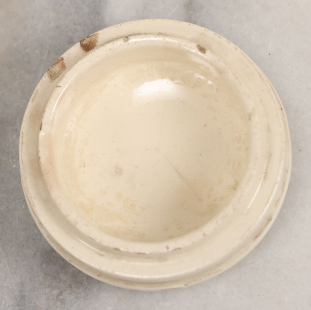 Lot 078 - Antique Roger & Gallet Paris France Ceramic Jar, "Crème De Savon Pour La Barbe" (Shaving Soap Cream), Black Transferware Decoration, 2-3/4" H