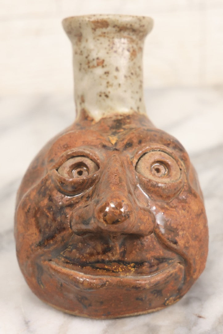 Lot 080 - Vintage Comic Face Jug Pottery Bottle Marked "B. Goode," Sculptural Figural Head Design, 4-3/4" H