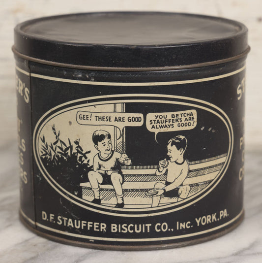 Lot 095 - Vintage D.F. Stauffer Biscuit Co. “Nif-Ty” Pretzels Cookies Crackers Tin, York, Pennsylvania, 5" H