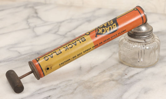 Lot 097 - Vintage Black Flag Glass Font Hand Pump Bug Sprayer