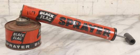 Lot 098 - Vintage Black Flag Metal Font Hand Pump Bug Sprayer