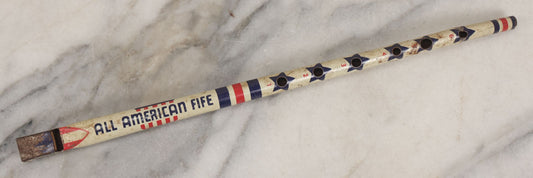 Lot 099 - Vintage “All American Fife” Patriotic Tin Lithograph Toy Flute, Note Broken End, 12-1/2" L