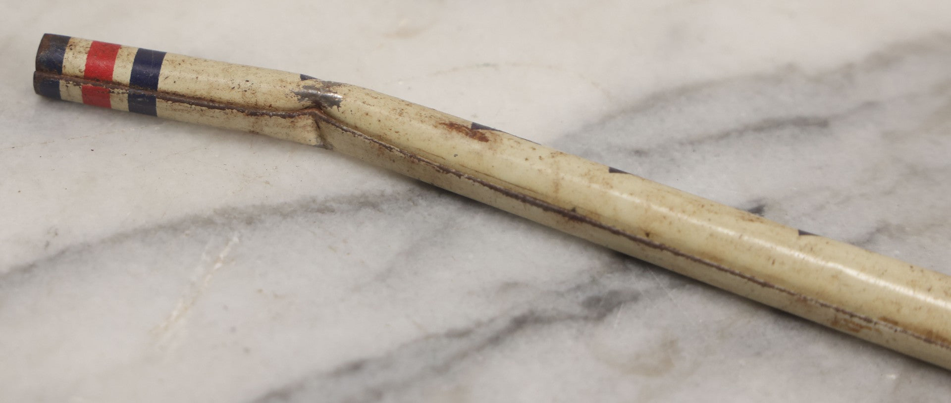 Lot 099 - Vintage “All American Fife” Patriotic Tin Lithograph Toy Flute, Note Broken End, 12-1/2" L