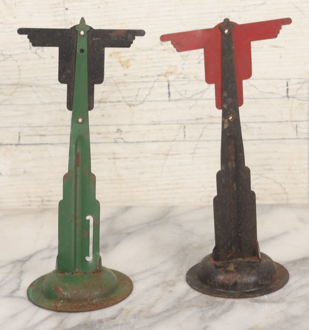 Lot 100 - Pair Of Vintage Tin Lithograph “Caution High Speed Trains” Model Railroad Crossing Signals