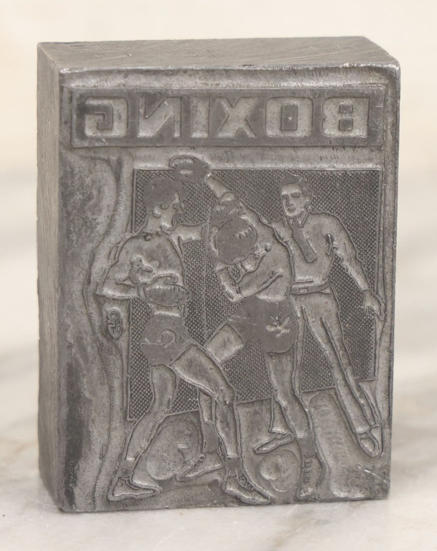 Lot 101 - Vintage Metal Printing Block With Boxing Scene