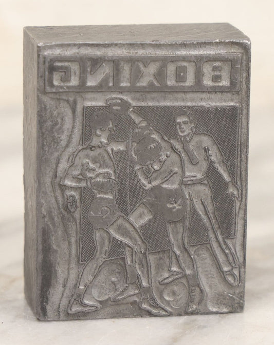 Lot 101 - Vintage Metal Printing Block With Boxing Scene