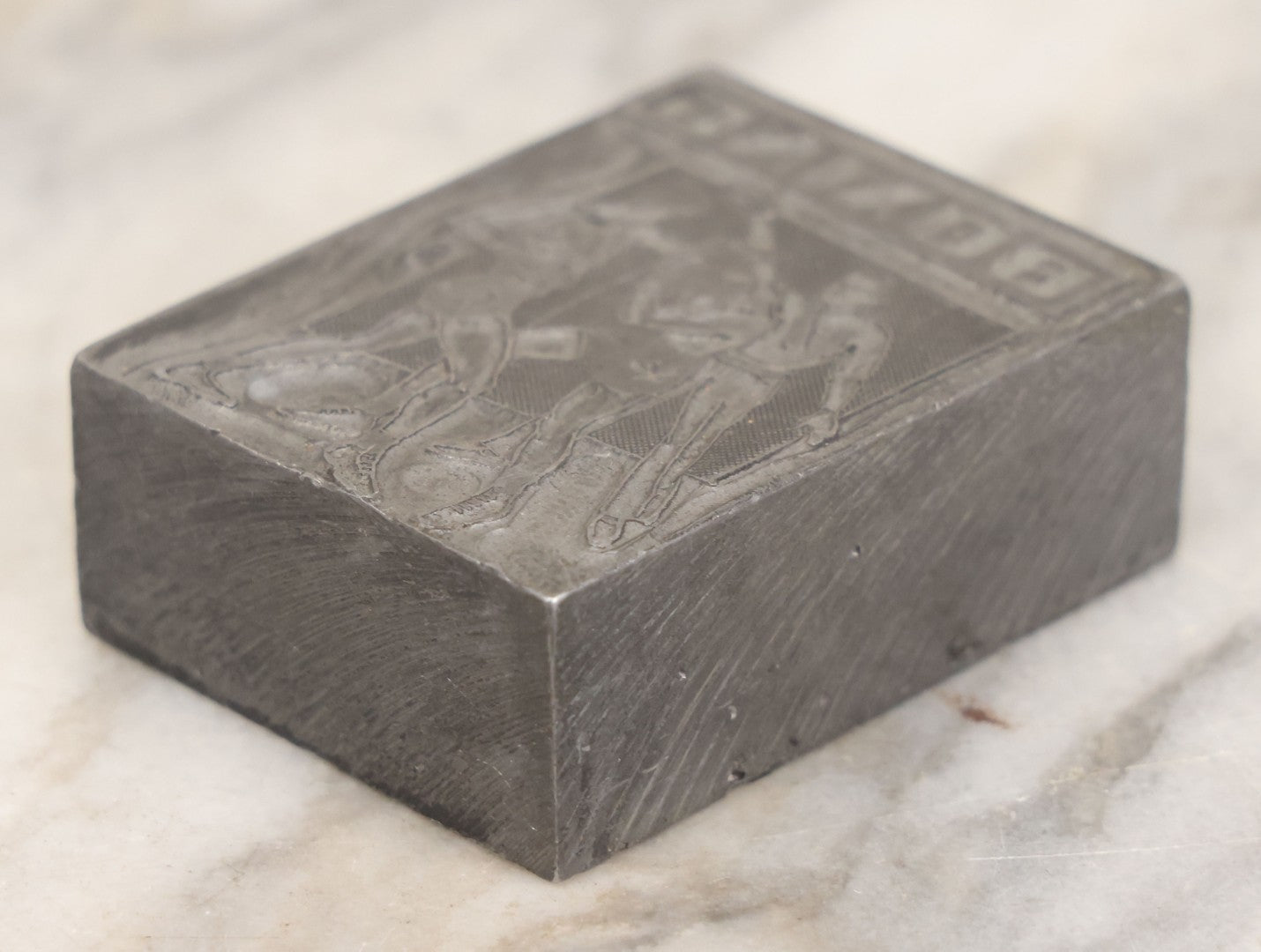 Lot 101 - Vintage Metal Printing Block With Boxing Scene