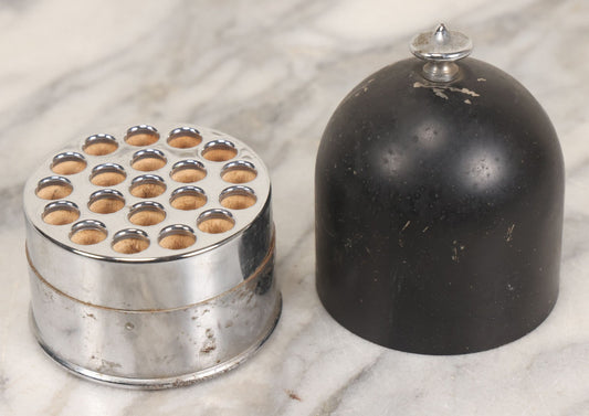 Lot 105 - Vintage Chrome And Black Dome Cigarette Holder With Lid