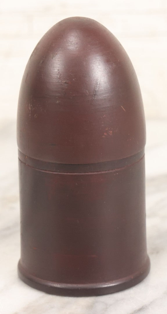 Lot 106 - Vintage Turned Wood Bullet-Shaped Container With Screw-Top Lid