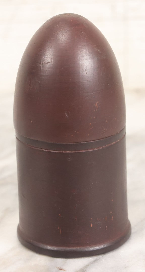 Lot 106 - Vintage Turned Wood Bullet-Shaped Container With Screw-Top Lid