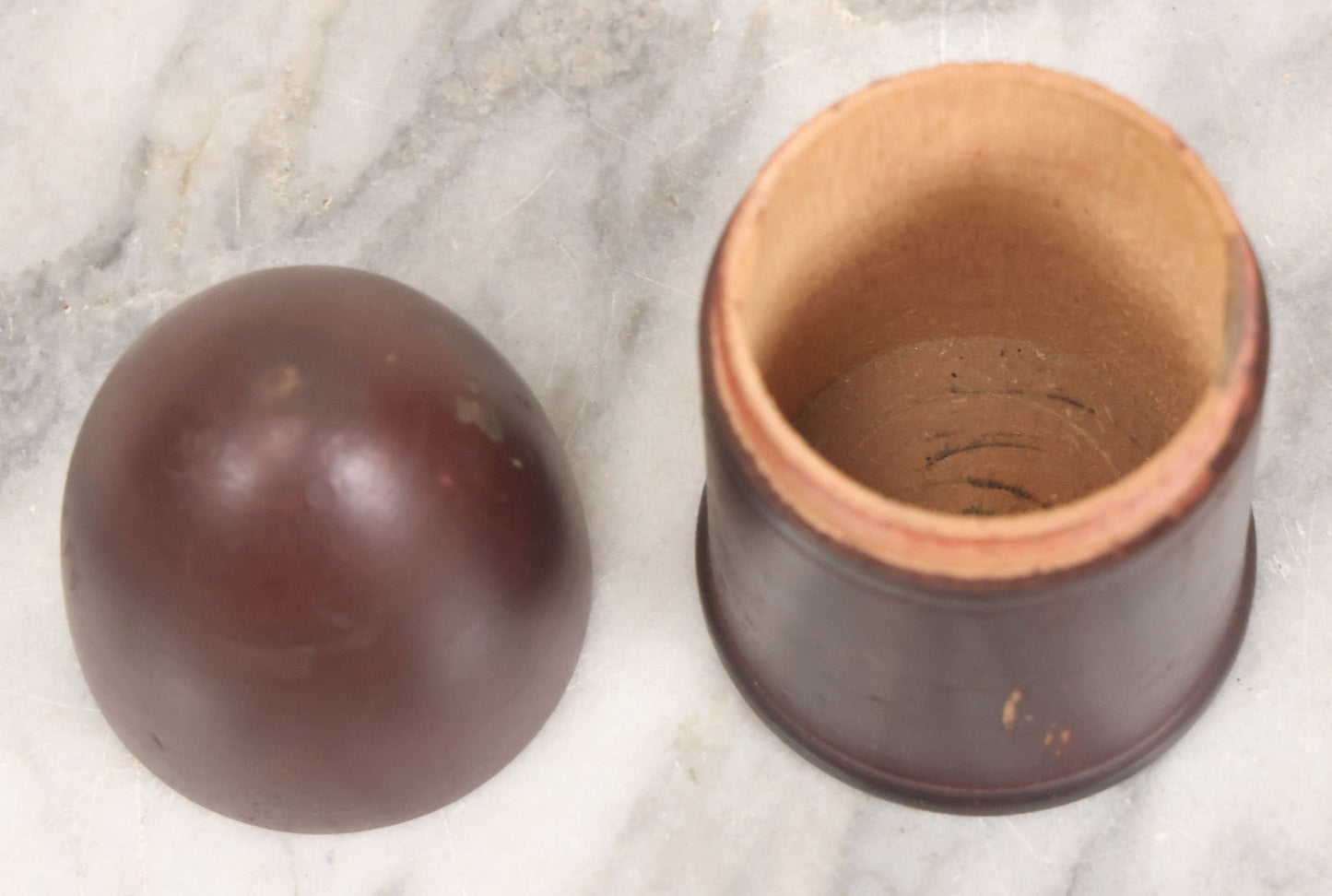 Lot 106 - Vintage Turned Wood Bullet-Shaped Container With Screw-Top Lid