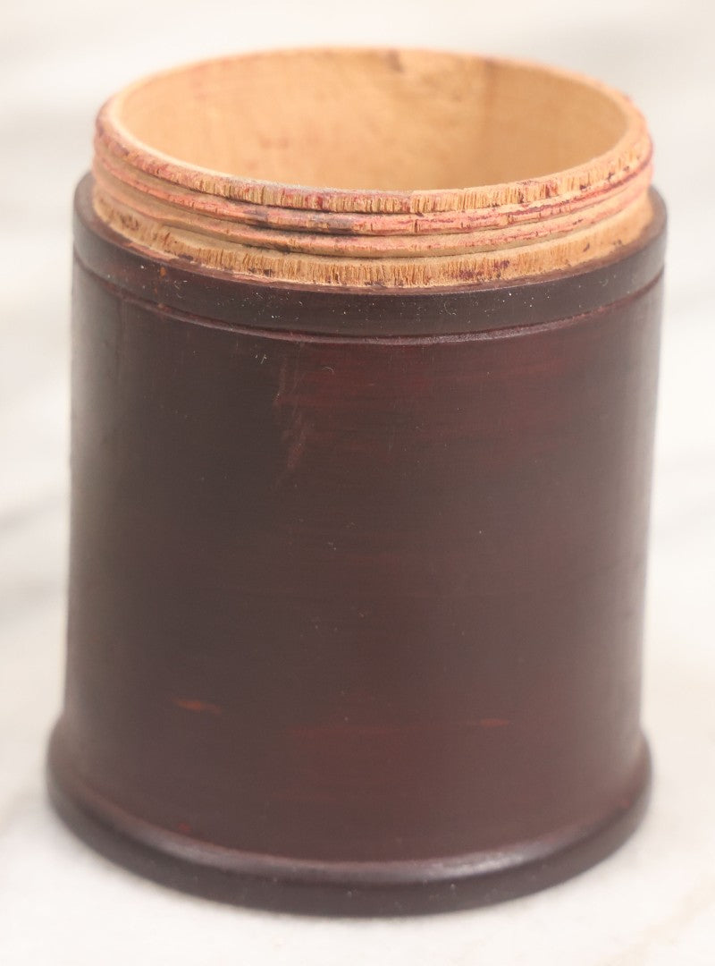 Lot 106 - Vintage Turned Wood Bullet-Shaped Container With Screw-Top Lid