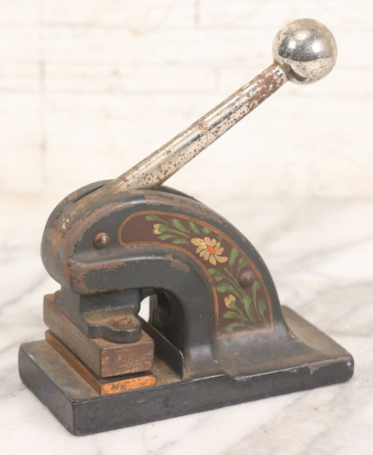 Lot 114 - Vintage 1930s “Eziboss” Embossing Seal Address Press, Hand-Painted Decoration, The Finches – Deerfield, Mass.
