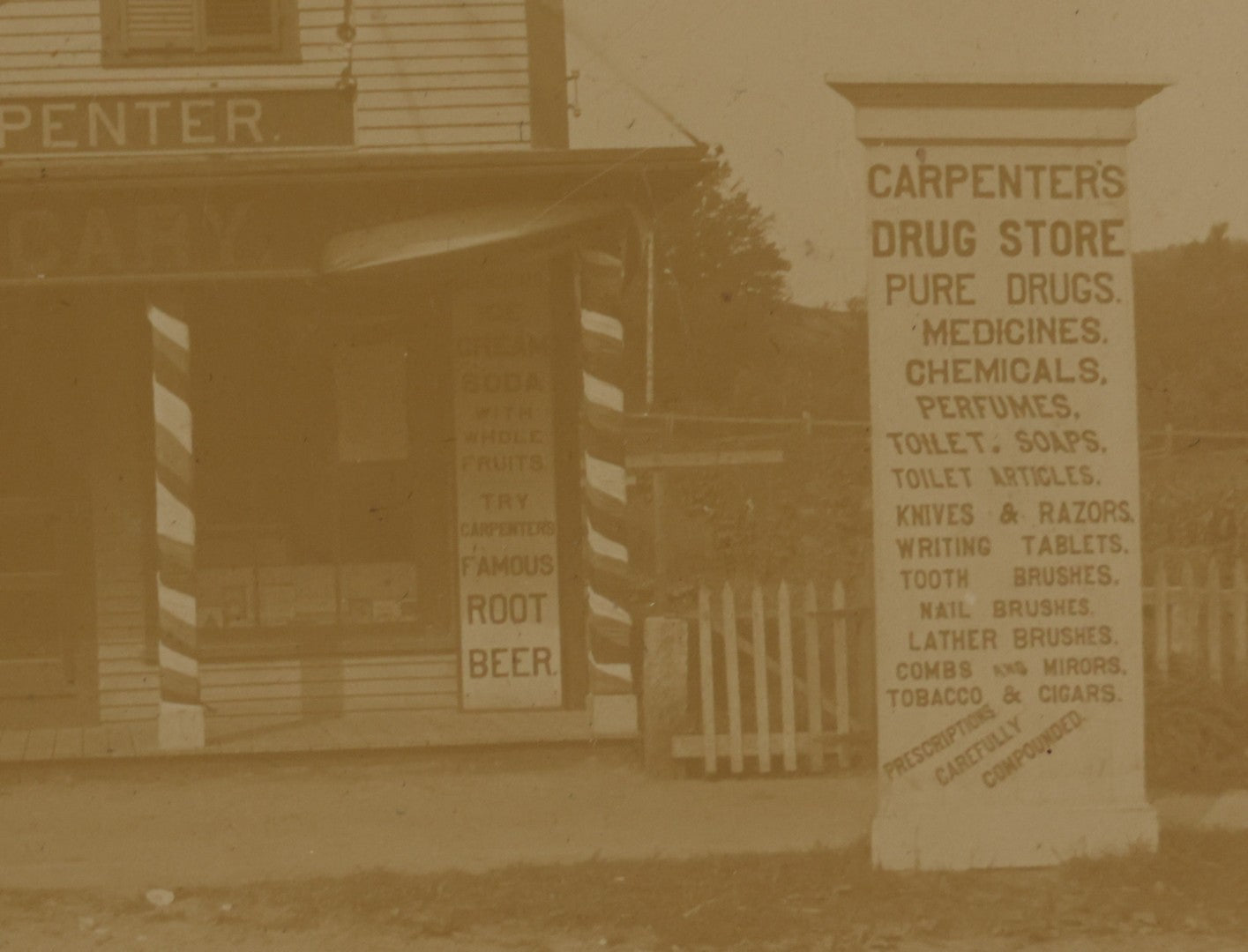 Lot 116 - Antique Boarded Photograph Of George W. Carpenter's Drug Store Apothecary, Likely Keene, New Hampshire, Decorated With Flags And Patriotic Bunting