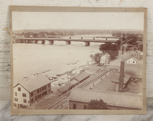 Lot 118 - Antique Boarded Photograph Of The Old Toll Bridge Over The Connecticut River, Springfield, Massachusetts, Photographed By E.J. Lazelle