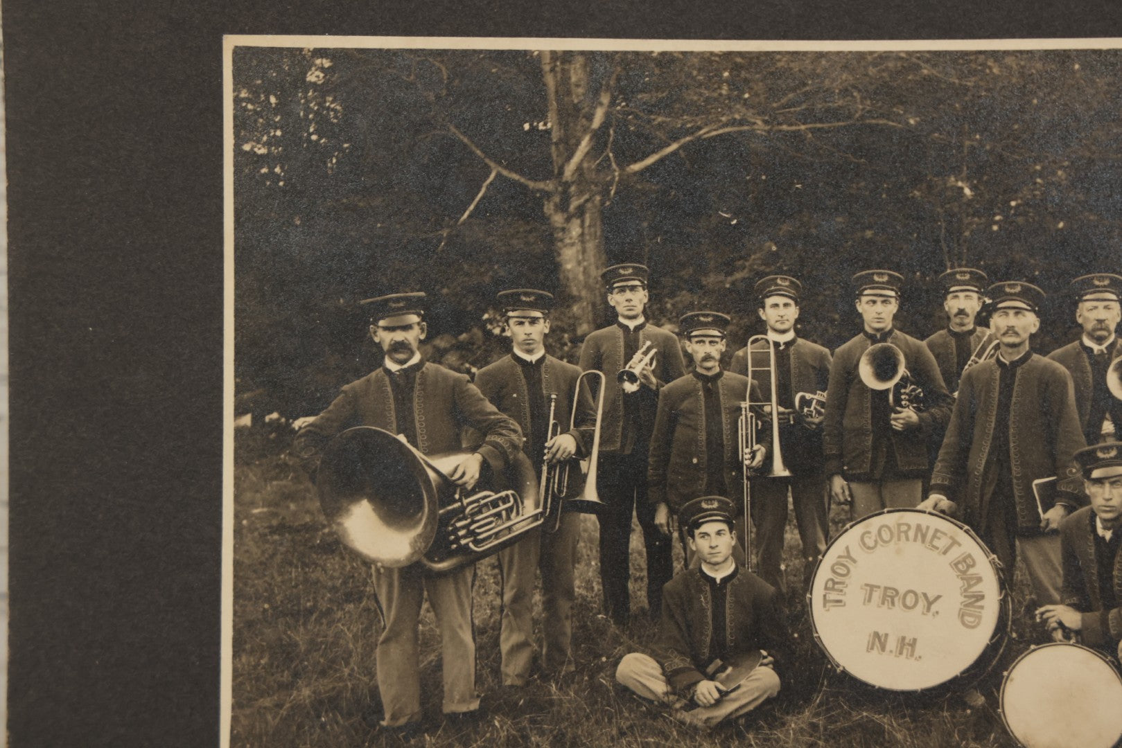 Lot 121 - Antique Boarded Photograph Of The Troy Cornet Band, Troy, New Hampshire, With Full Member Identification On Verso