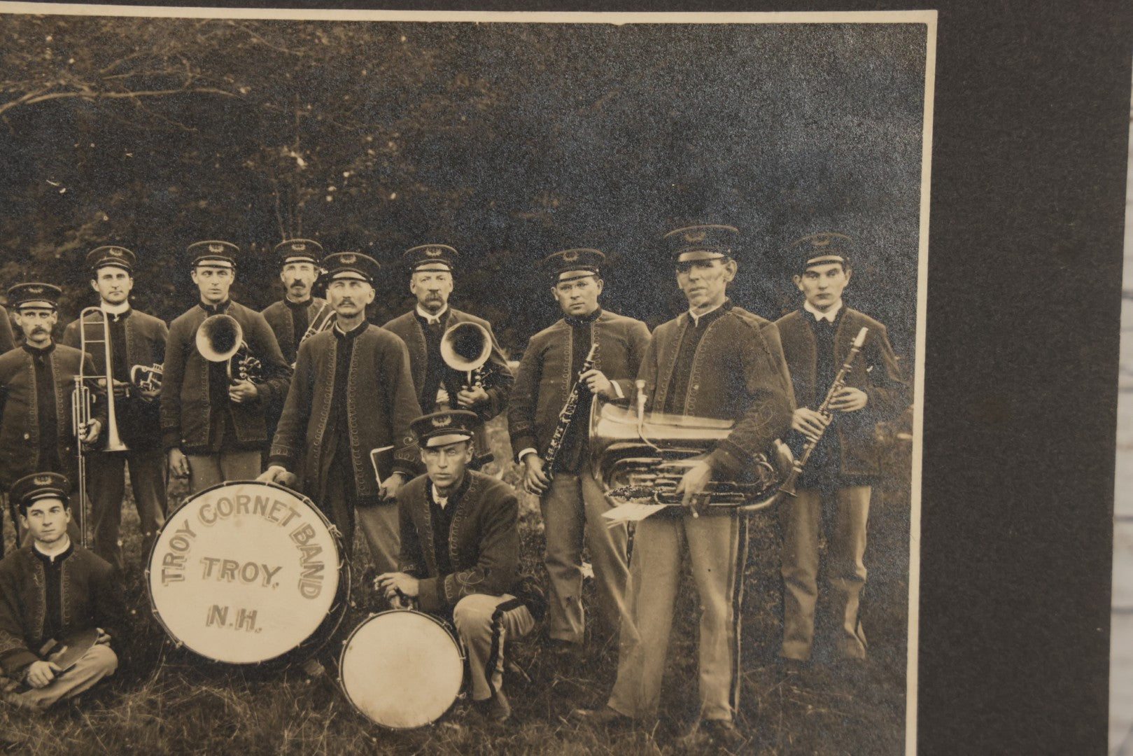 Lot 121 - Antique Boarded Photograph Of The Troy Cornet Band, Troy, New Hampshire, With Full Member Identification On Verso