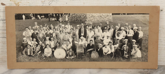 Lot 122 - Antique Boarded Panoramic Photograph Of Large Group With Band