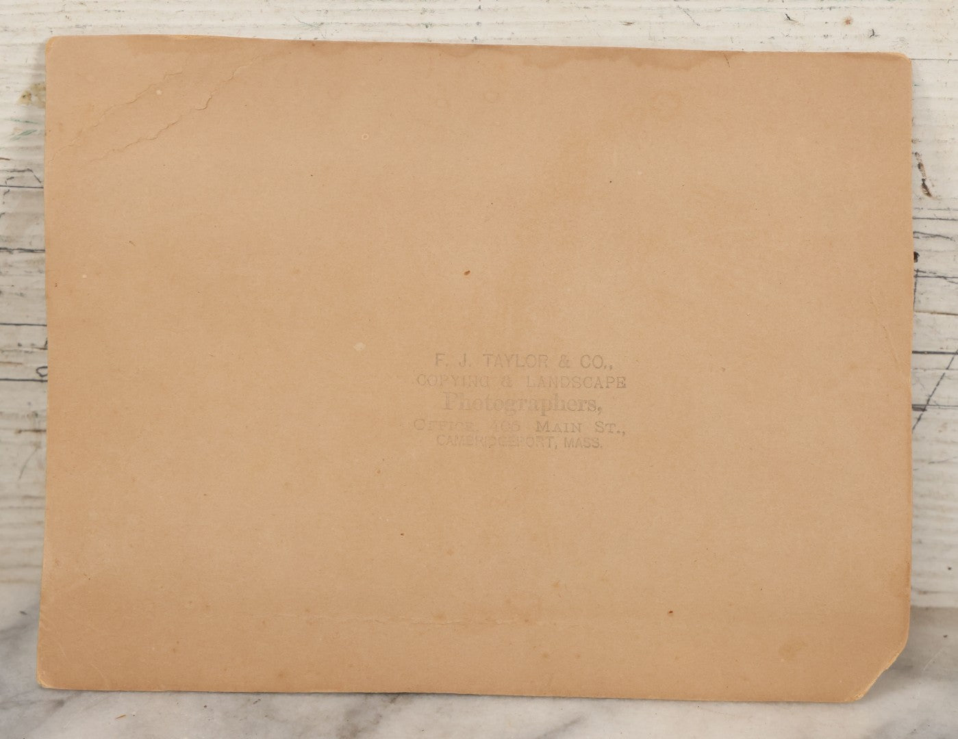 Lot 123 - Antique Boarded Occupational Photograph Of Bricklayer Beside Shed, Photographed By F.J. Taylor & Co., Cambridgeport, Mass