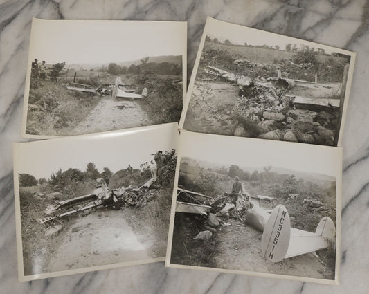 Lot 125 - Grouping Of Four Vintage Glossy Photographs Of Airplane Crash, Tail Number Nc3351H, August 28, 1948, Back Stamped Troop "K" Executive Department Division Of State Police, Hawthorne, New York