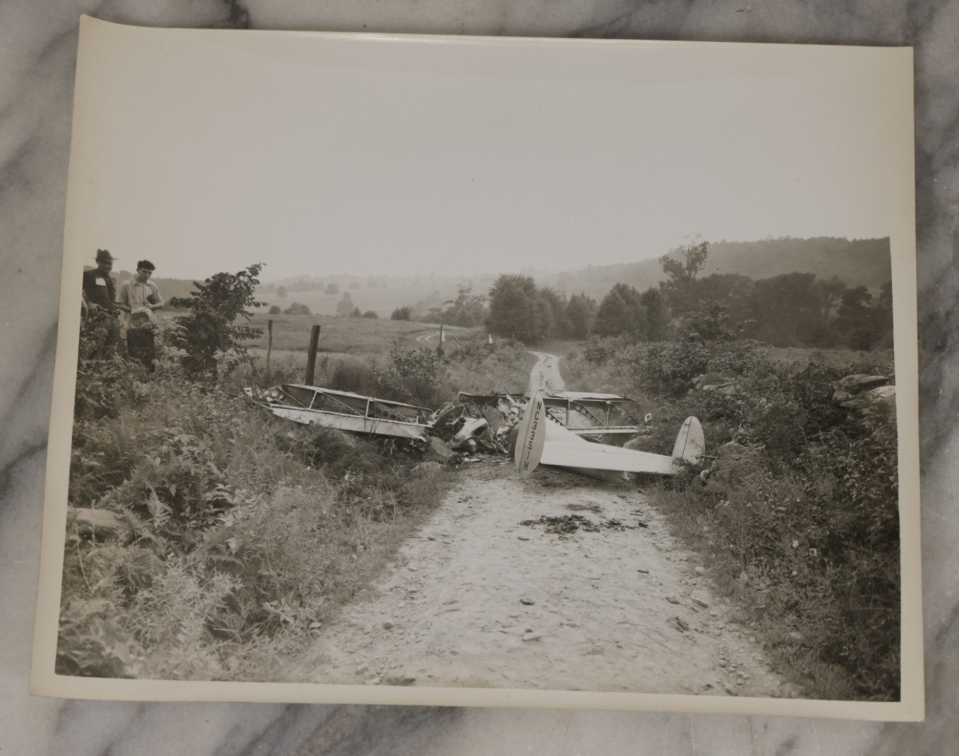 Lot 125 - Grouping Of Four Vintage Glossy Photographs Of Airplane Crash, Tail Number Nc3351H, August 28, 1948, Back Stamped Troop "K" Executive Department Division Of State Police, Hawthorne, New York
