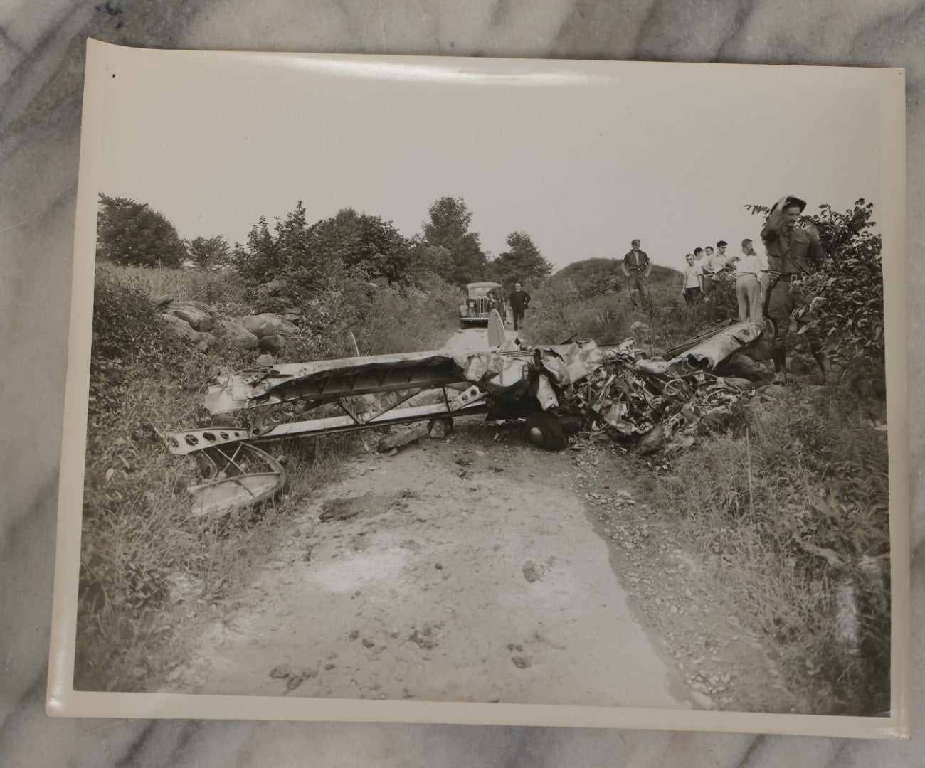 Lot 125 - Grouping Of Four Vintage Glossy Photographs Of Airplane Crash, Tail Number Nc3351H, August 28, 1948, Back Stamped Troop "K" Executive Department Division Of State Police, Hawthorne, New York