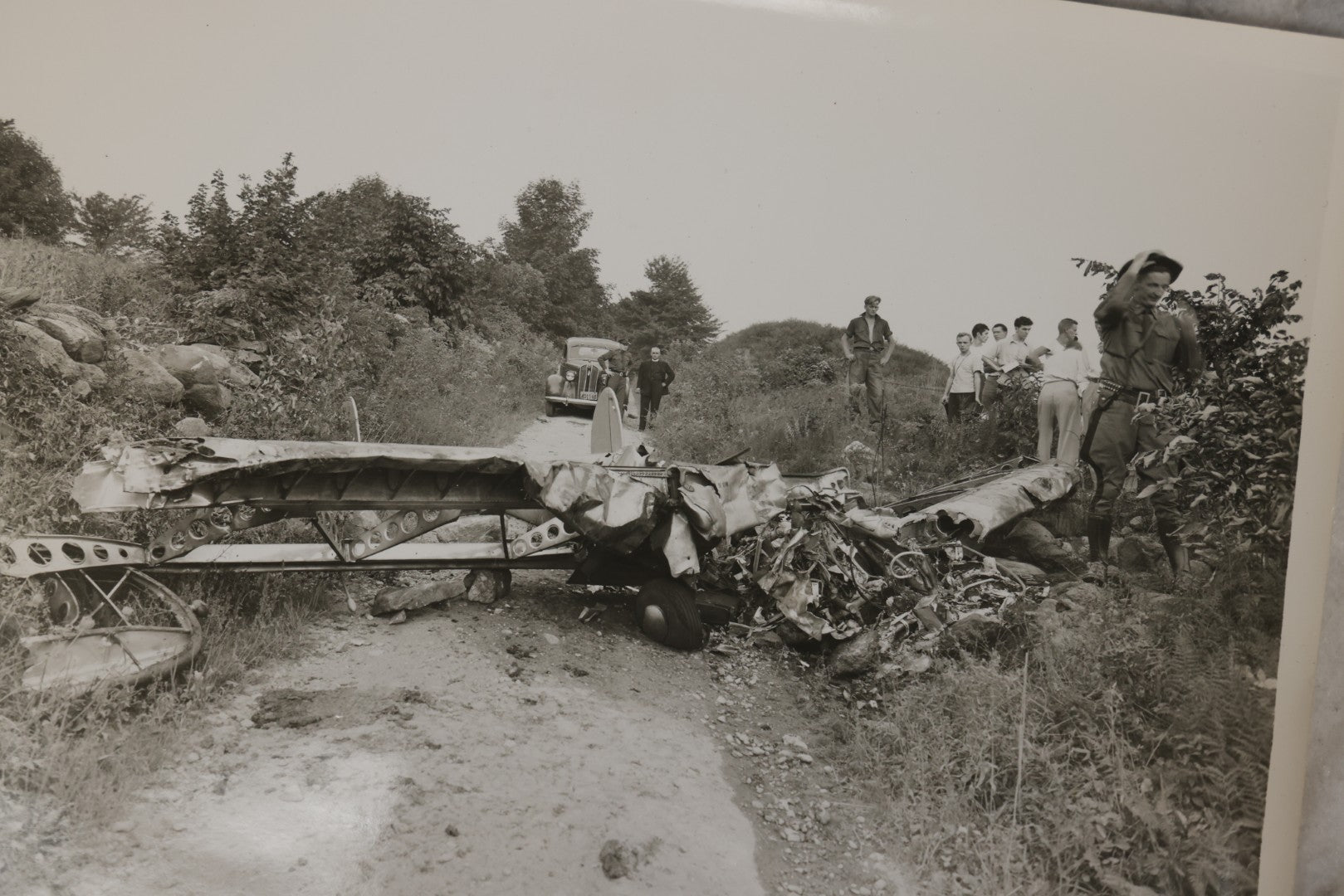 Lot 125 - Grouping Of Four Vintage Glossy Photographs Of Airplane Crash, Tail Number Nc3351H, August 28, 1948, Back Stamped Troop "K" Executive Department Division Of State Police, Hawthorne, New York