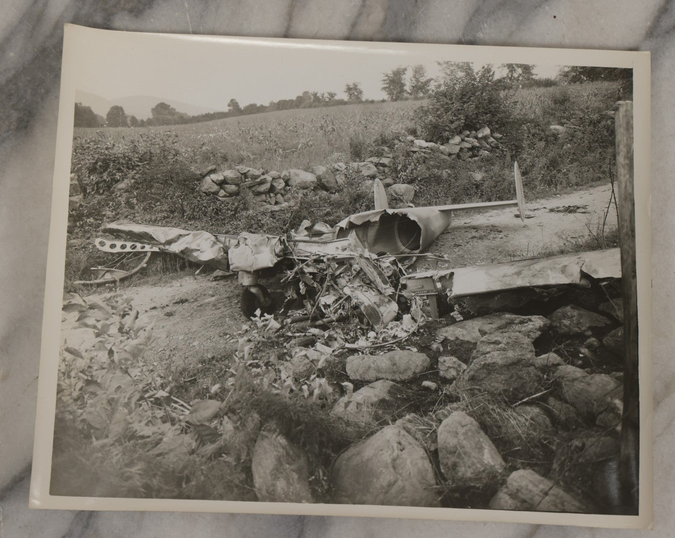 Lot 125 - Grouping Of Four Vintage Glossy Photographs Of Airplane Crash, Tail Number Nc3351H, August 28, 1948, Back Stamped Troop "K" Executive Department Division Of State Police, Hawthorne, New York