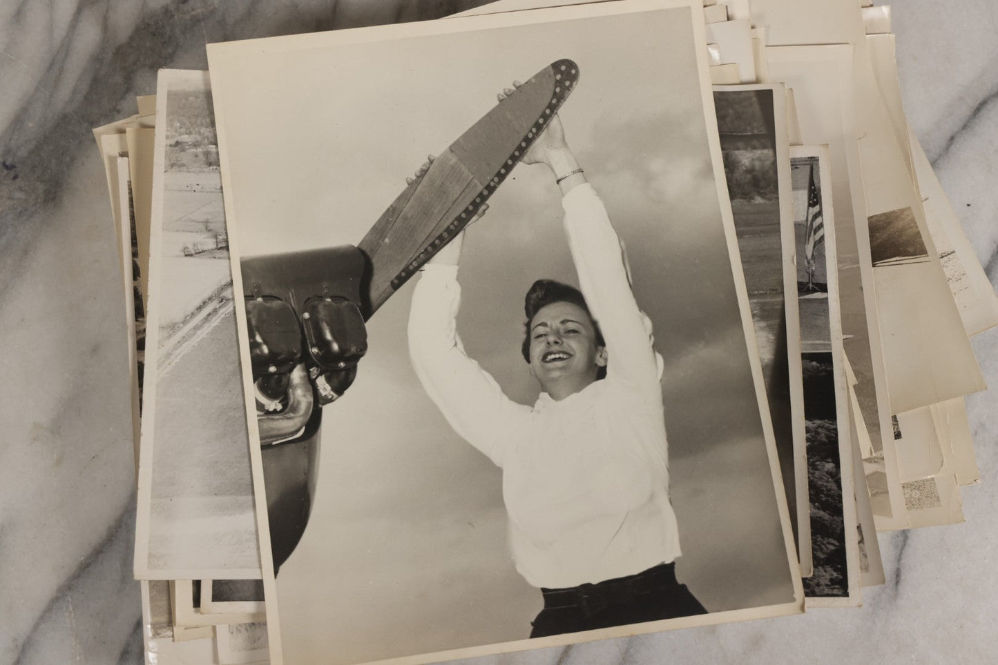 Lot 126 - Grouping Of 25+ Vintage Glossy Photographs Of Airplanes And Aviators