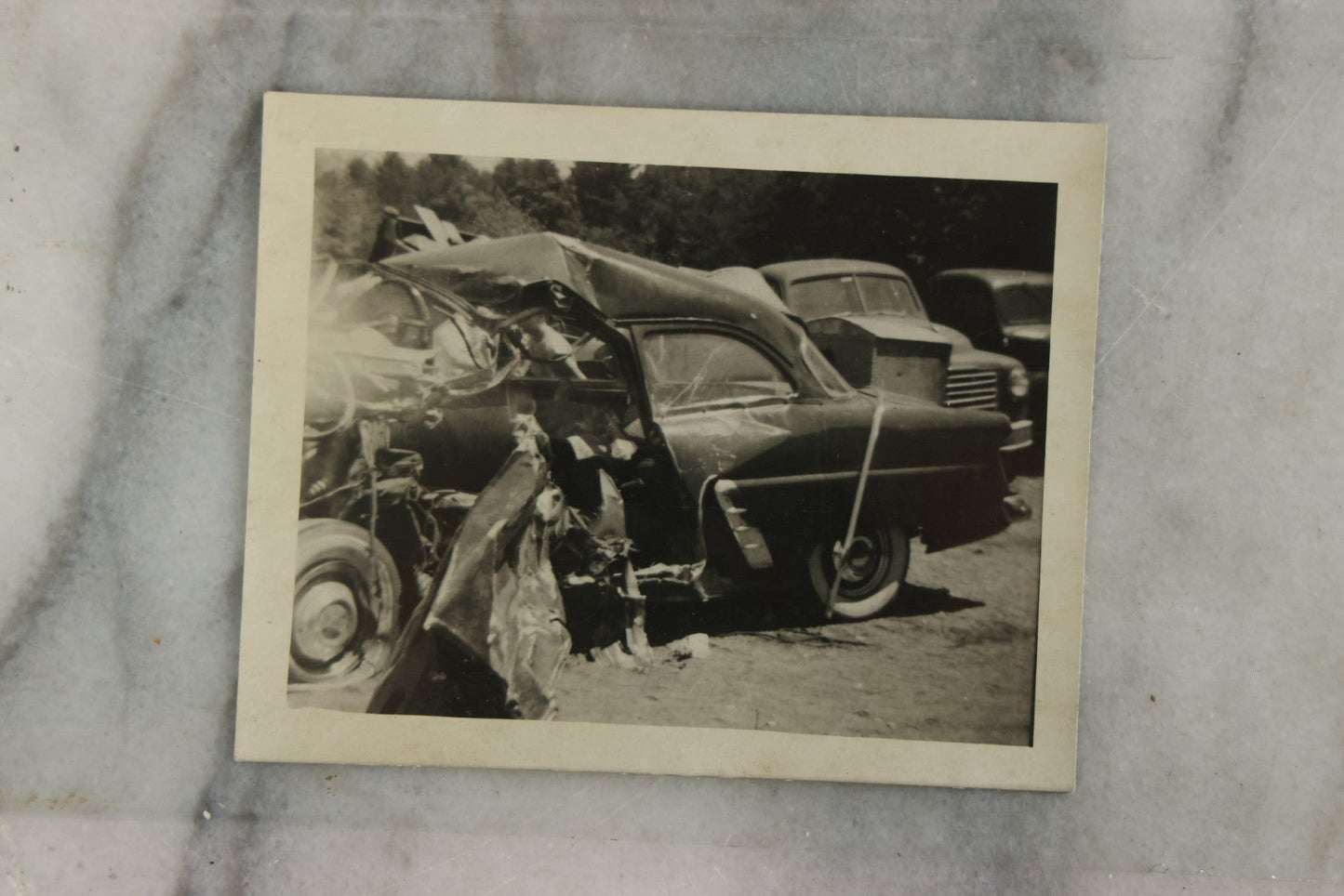 Lot 127 - Grouping Of 15+ Vintage Snapshot Photographs Of Automobile Crash Aftermath, Circa Mid-20th Century